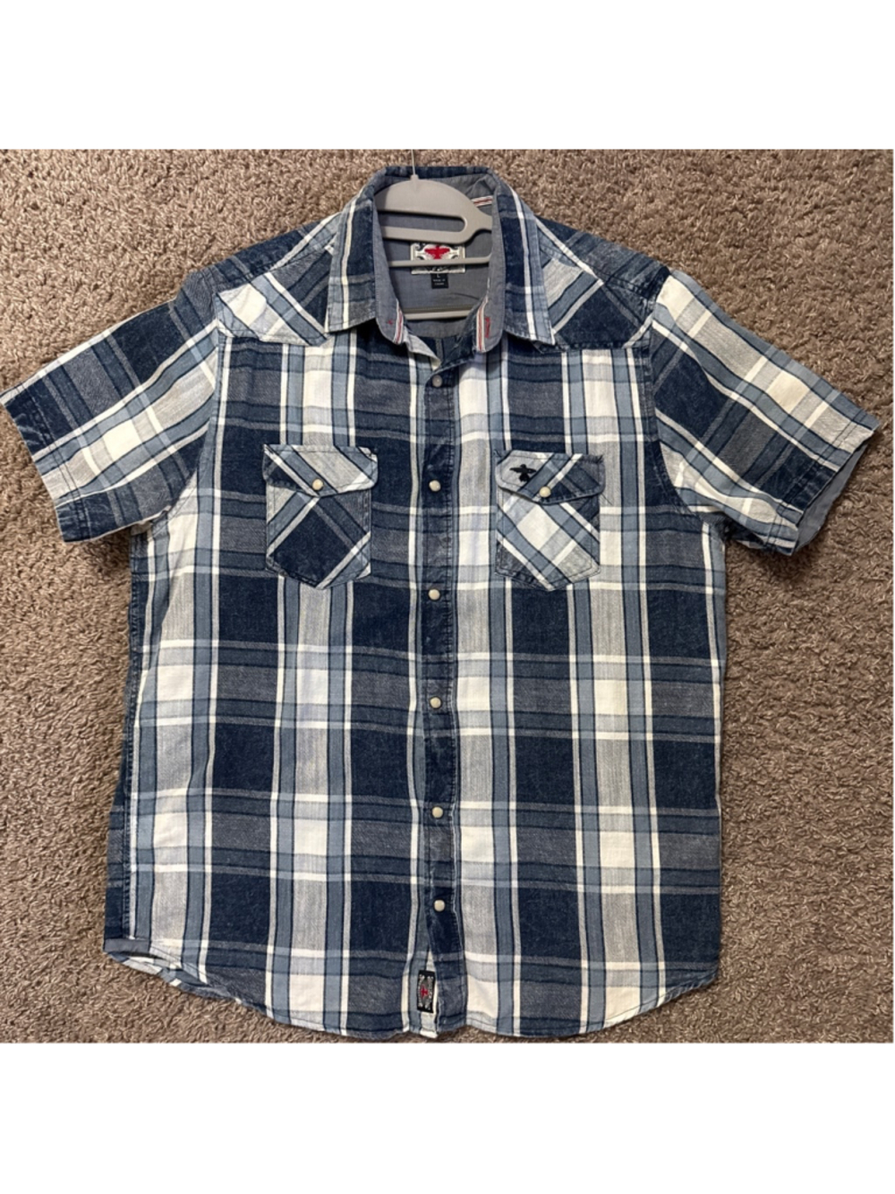 Desert Son Flag and Anthem Plaid Polo Shirt Men’s Large